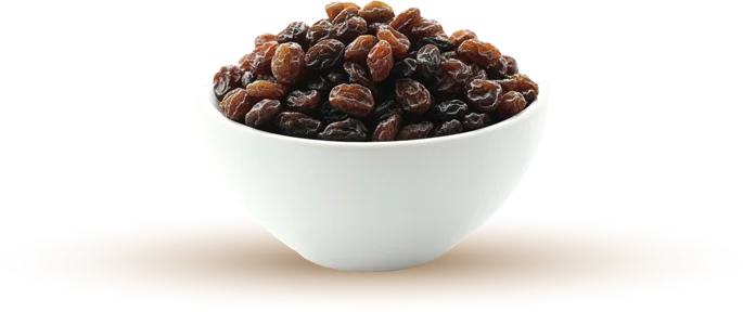 Taza con uvas pasas